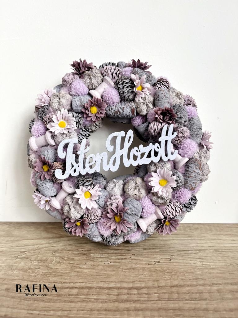 Isten hozott lila kopogtató, 24 cm 1