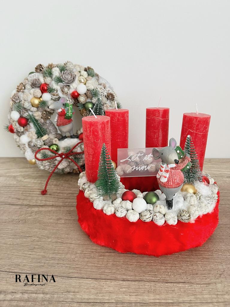 Adventi koszorú egérrel 1