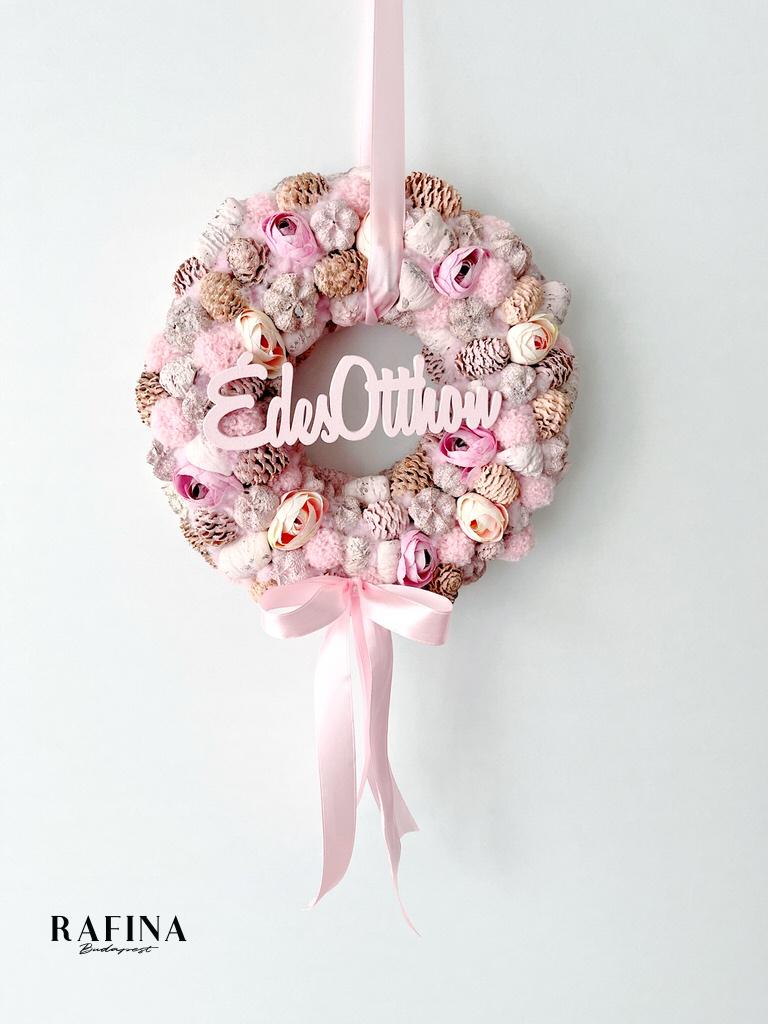 Édes otthon feliratú pasztell kopogtató masnival, 24 cm 1