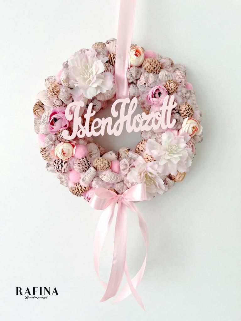 Isten hozott feliratú ajtódísz masnival, 24 cm 1